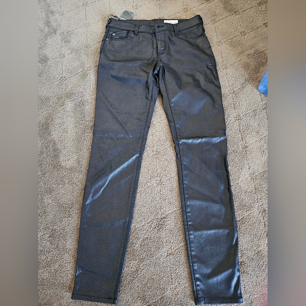 Women's Armani Skinny, Low Rise Wax Black Jeans